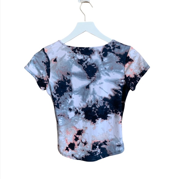 Derek Heart 2 Piece Blue Marble Cinch Front Wide Leg Loungewear Set - Picture 3 of 6